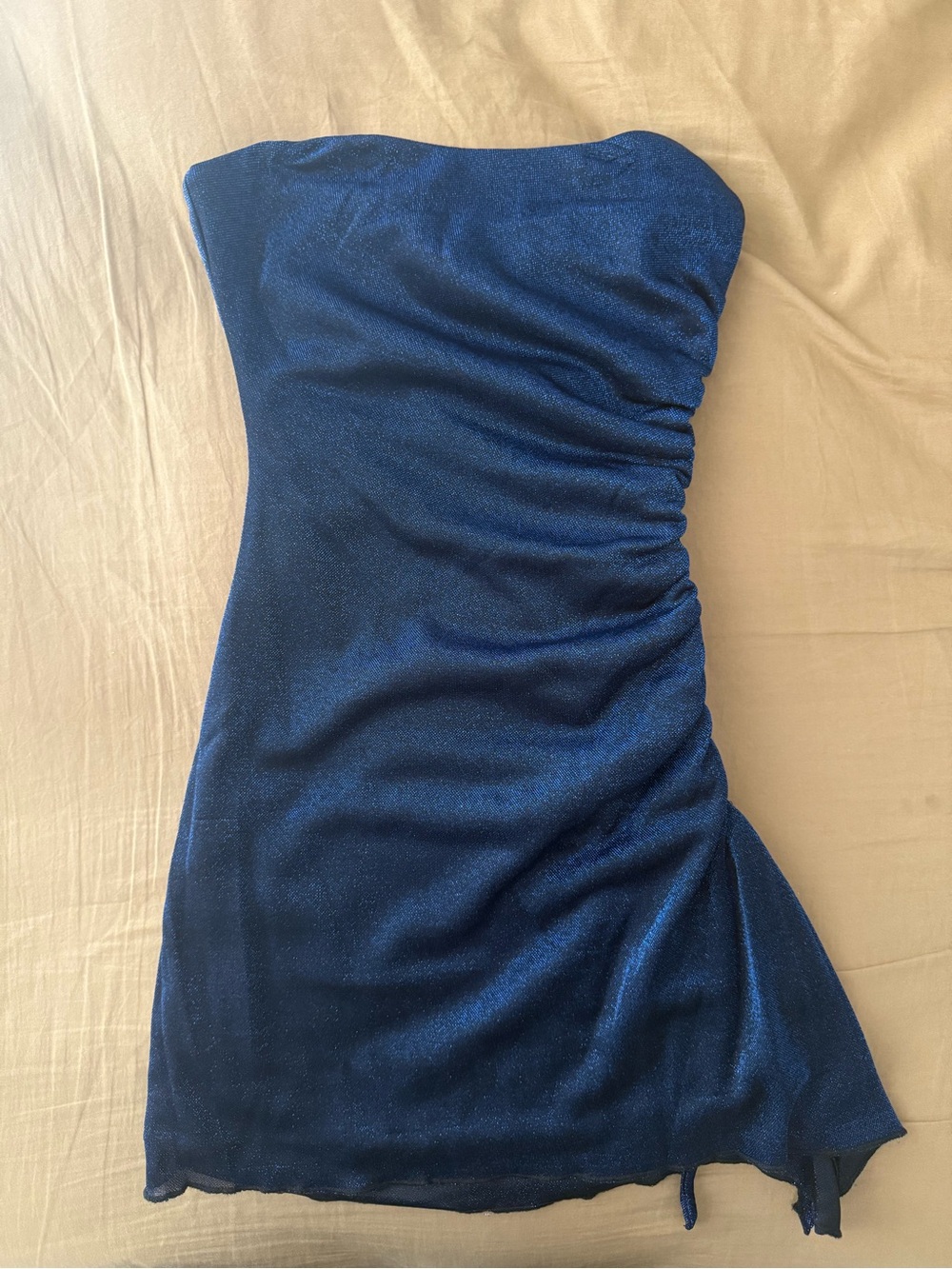 Princess Polly Strapless Shimmer Mini Dress in Navy